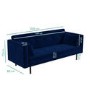 Velvet Sofa Bed in Navy Blue with Buttons - Rory