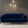 Velvet Sofa Bed in Navy Blue with Buttons - Rory