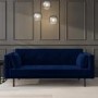 Velvet Sofa Bed in Navy Blue with Buttons- Seats 3 - Rory