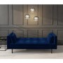 Velvet Sofa Bed in Navy Blue with Buttons- Seats 3 - Rory