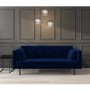 Velvet Sofa Bed in Navy Blue with Buttons - Rory