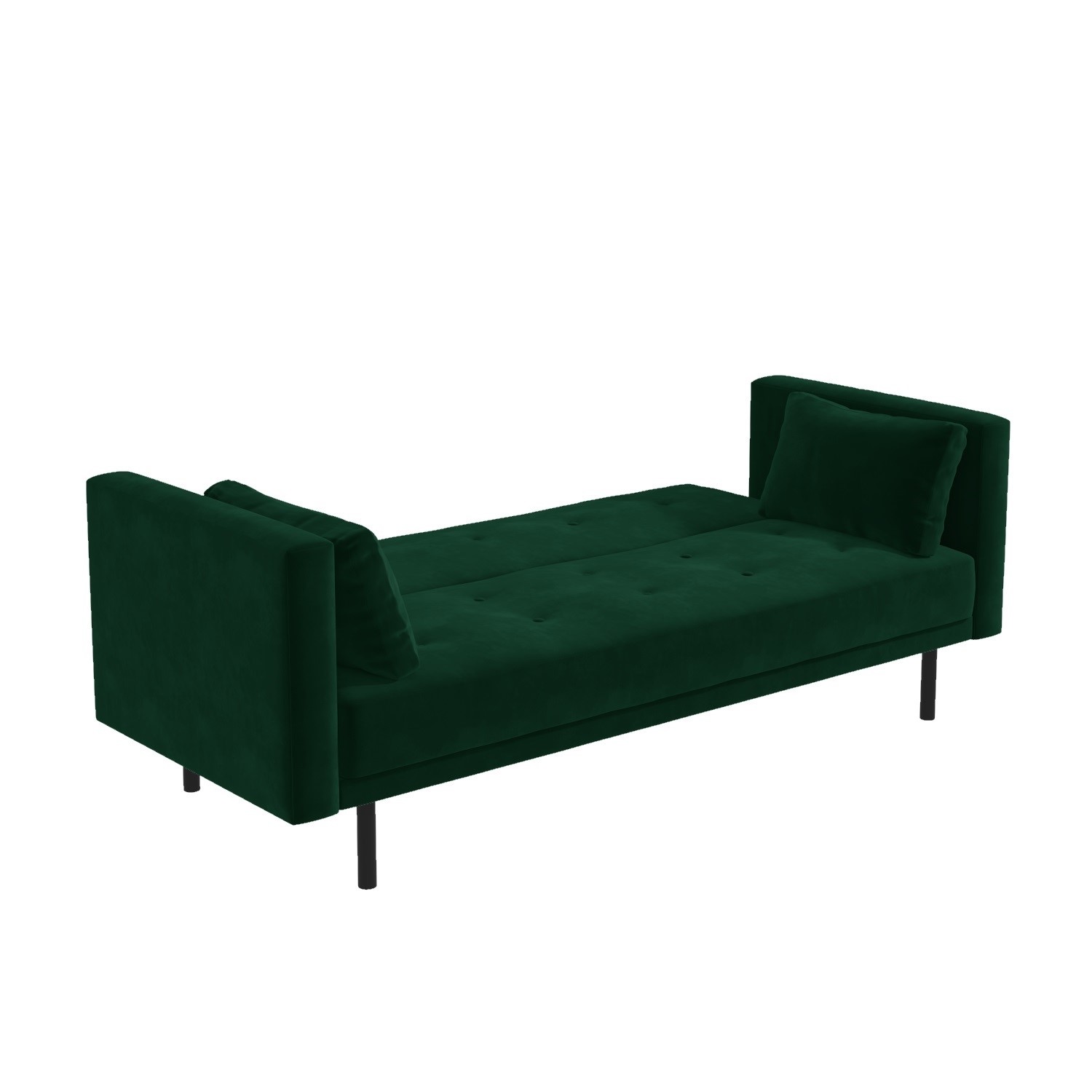 Velvet Sofa Bed in Dark Green with Buttons Seats 3 Rory Furniture123