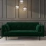 Velvet Sofa Bed in Dark Green with Buttons - Seats 3 - Rory