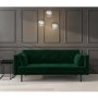 Velvet Sofa Bed in Dark Green with Buttons - Seats 3 - Rory