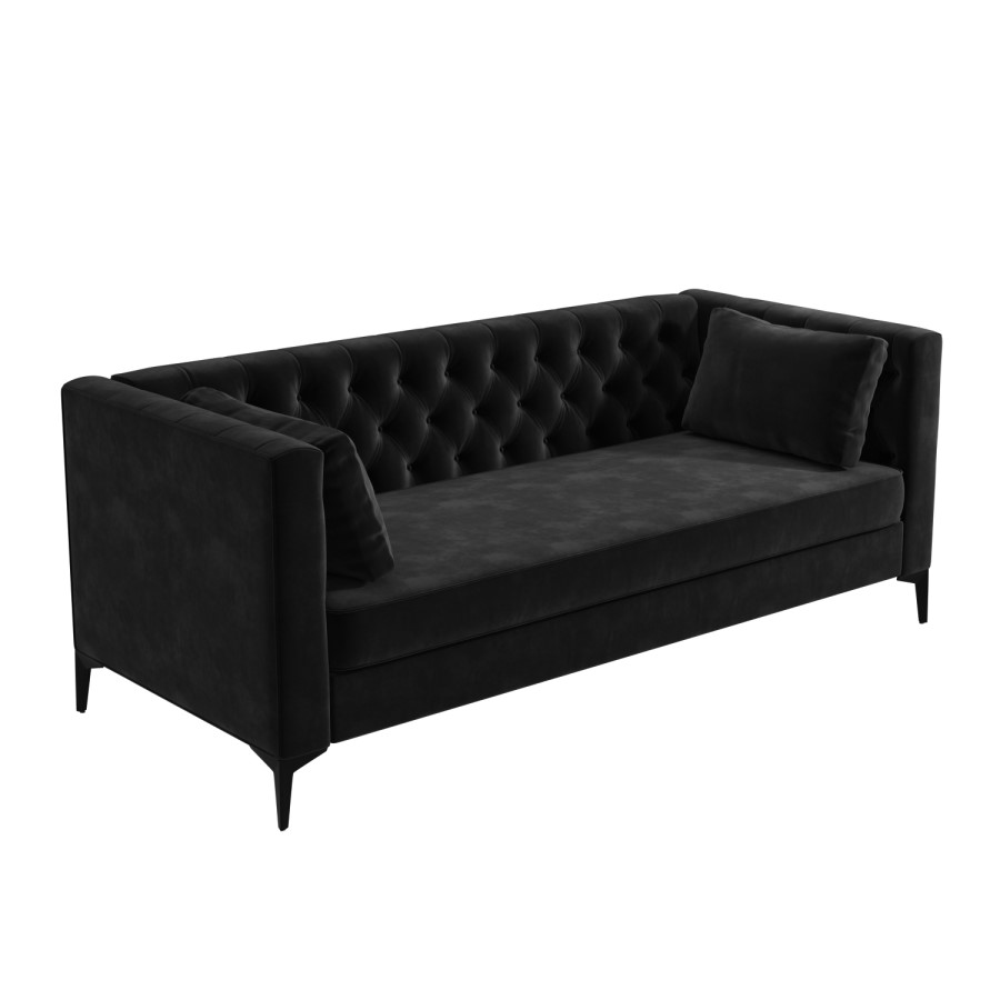 GRADE A1 - Dark Grey Velvet Sofa with Buttons - Seats 3 - Luthor