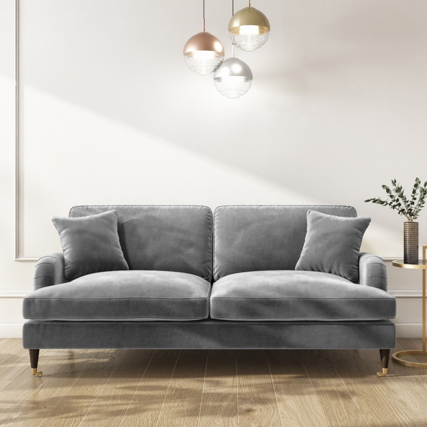 Alegra Grey Velvet Seater Sofa