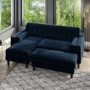 GRADE A2 - Navy Blue Velvet 3 Seater L Shaped Sofa  - Left Hand Facing - Idris