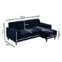 GRADE A2 - Navy Blue Velvet Corner Sofa with Bolster Cushions - Seats 3 - Idris