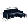 GRADE A2 - Corner Sofa in Blue Velvet - Seats 3 - Idris
