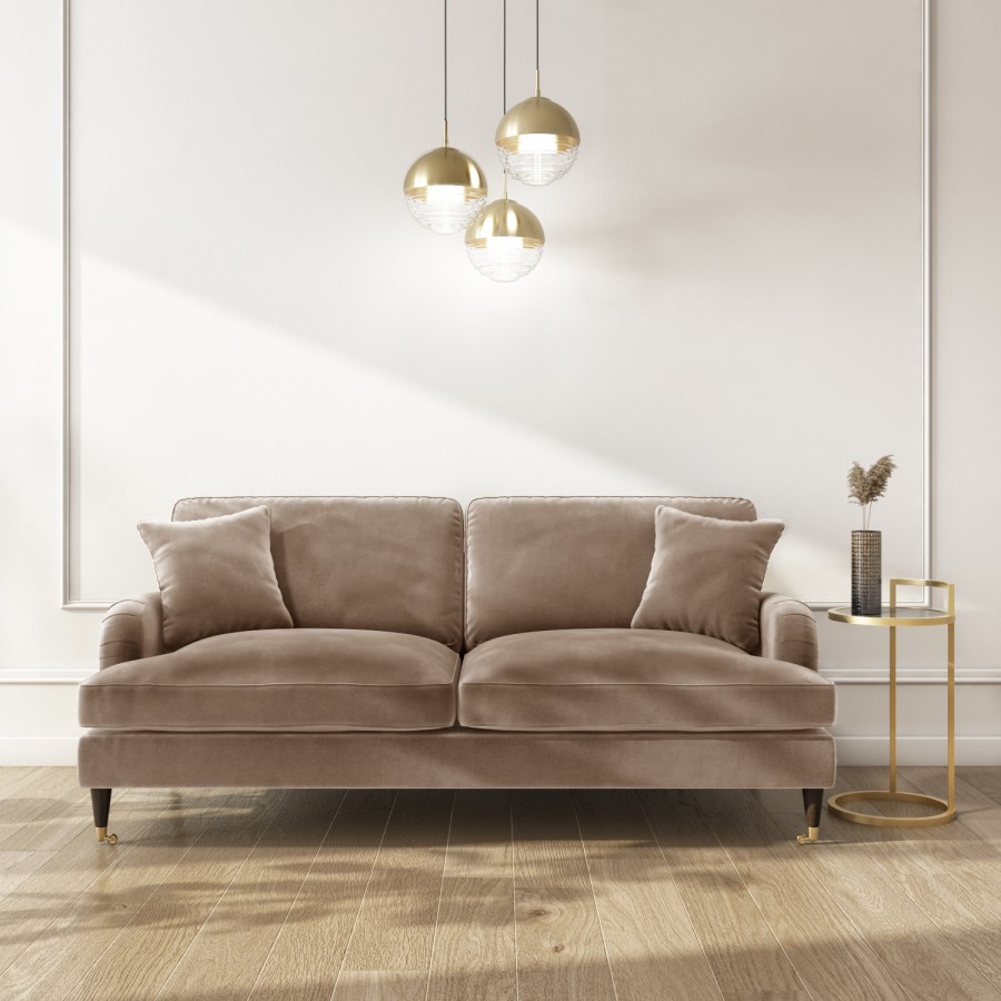 GRADE A1 - Payton Beige Velvet 3 Seater Sofa