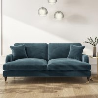 GRADE A3 - Petrol Blue Velvet 3 Seater Sofa - Payton