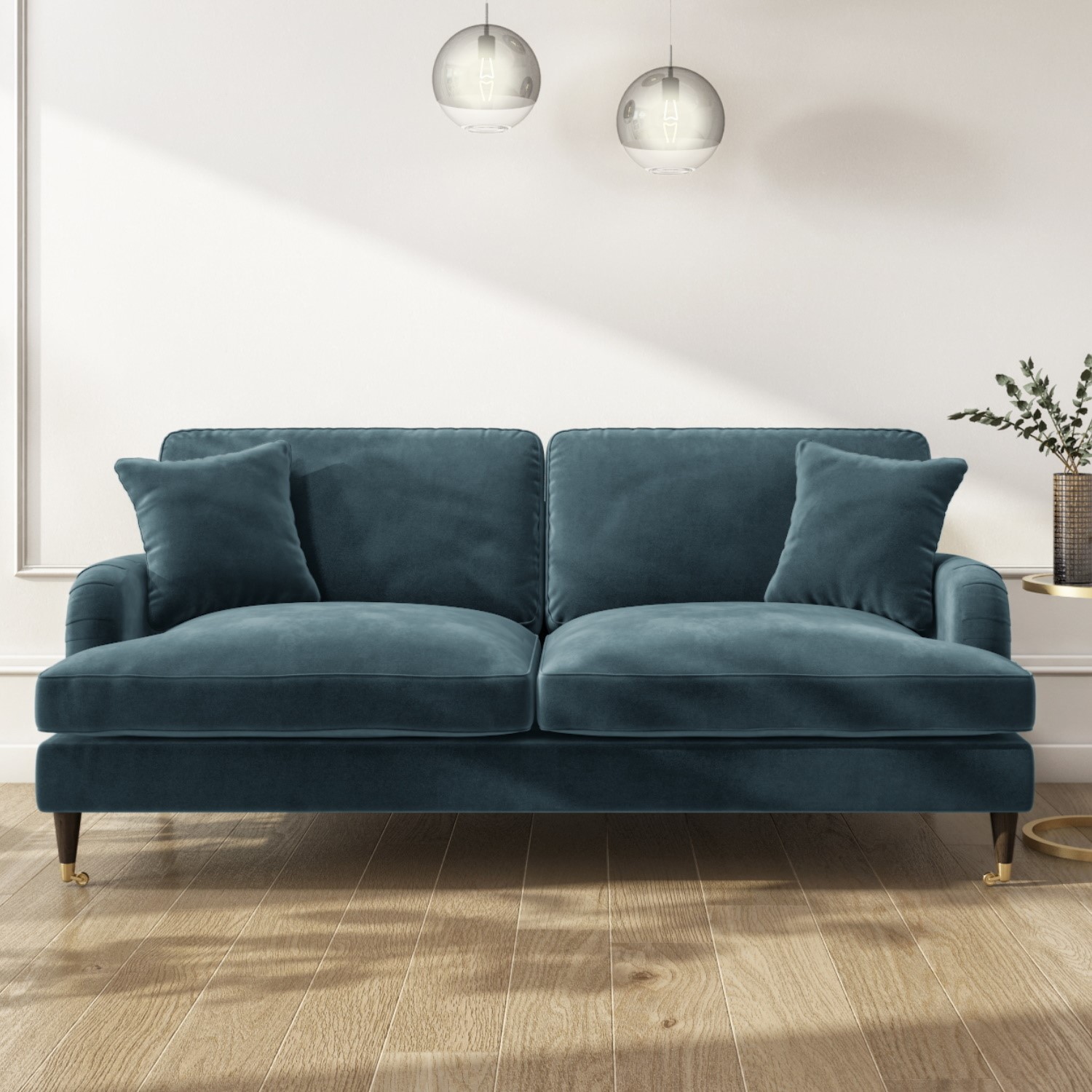 Photo of Blue velvet 3 seater sofa - payton