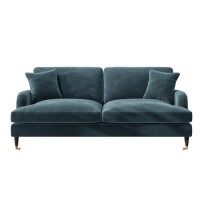 GRADE A2 - Petrol Blue Velvet 3 Seater Sofa - Payton