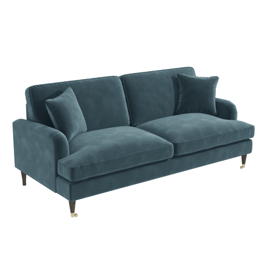 GRADE A2 - Payton Petrol Blue Velvet 3 Seater Sofa