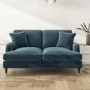 GRADE A2 - Petrol Blue Velvet 2 Seater Sofa - Payton