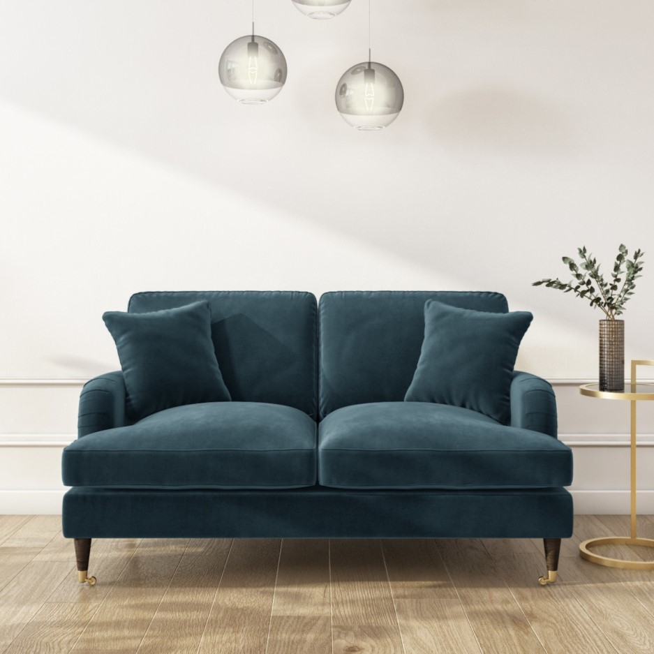 GRADE A1 - Payton Petrol Blue Velvet 2 Seater Sofa | Furniture123