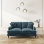 GRADE A2 - Petrol Blue Velvet 2 Seater Sofa - Payton