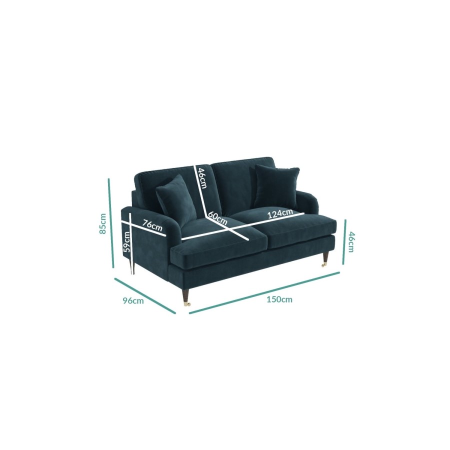 GRADE A2 - Payton Petrol Blue Velvet 2 Seater Sofa