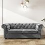 GRADE A2 - 3 Seater Pull Out Chesterfield Sofa Bed in Grey Velvet - Bronte