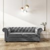 GRADE A2 - Grey Velvet Chesterfield Sofa Bed - Seats 3 - Double Bed - Bronte
