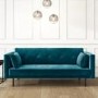 GRADE A1 - Velvet Sofa Bed in Teal Blue with Buttons - Seats 3 - Rory