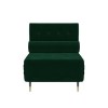 Dark Green Velvet Single Sofa Bed with Bolster Cushion - Eleni