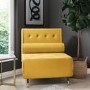 Single Sofa Bed in Yellow Velvet with Bolster Cushion - Eleni