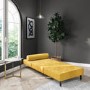Single Sofa Bed in Yellow Velvet with Bolster Cushion - Eleni