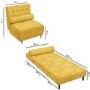 Single Sofa Bed in Yellow Velvet with Bolster Cushion - Eleni
