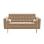Beige Velvet 2 Seater Quilted Mid Century Sofa - Elba