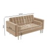 GRADE A1 - Beige Velvet 2 Seater Sofa with Bolster Cushions - Elba