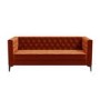 GRADE A2 - Buttoned Orange Velvet Sofa with Cushions - Seats 3 - Luthor