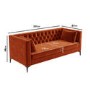 GRADE A2 - Buttoned Orange Velvet Sofa with Cushions - Seats 3 - Luthor