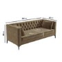 3 Seater Mink Velvet Sofa with Buttons and Cushions - Luthor