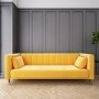 GRADE A1 - Yellow Velvet 3 Seater Sofa Bed with Cushions - Sleeps 2 - Mabel