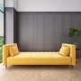 GRADE A1 - Yellow Velvet 3 Seater Sofa Bed with Cushions - Sleeps 2 - Mabel