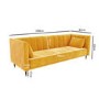 GRADE A1 - Yellow Velvet 3 Seater Sofa Bed with Cushions - Sleeps 2 - Mabel