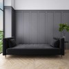 GRADE A2 - Dark Grey Velvet 3 Seater Sofa Bed with Cushions - Sleeps 2 - Mabel