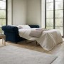 ALMOST PERFECT - Navy Velvet Chesterfield Pull Out Sofa Bed - Seats 3 - Bronte