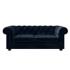 GRADE A2 - Navy Blue Velvet Chesterfield Sofa Bed - Seats 3 - Double Bed - Bronte