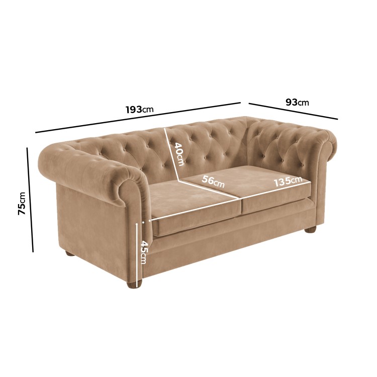 GRADE A3 - 3 Seater Pull Out Chesterfield Sofa Bed in Beige Velvet - Bronte