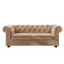 GRADE A2 - Beige Velvet Chesterfield Pull Out Sofa Bed - Seats 3 - Bronte