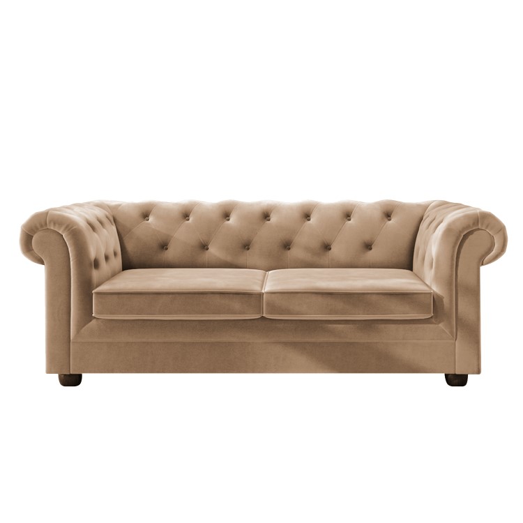 GRADE A3 - 3 Seater Pull Out Chesterfield Sofa Bed in Beige Velvet - Bronte