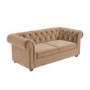 ONLY OPENED - Beige Velvet Chesterfield Sofa Bed - Seats 3 - Double Bed - Bronte