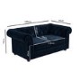 Navy Blue Velvet 2 Seater Chesterfield Sofa - Bronte