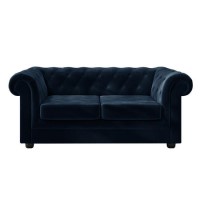 GRADE A2 - Navy Blue Velvet Chesterfield Sofa - Seats 2 - Bronte