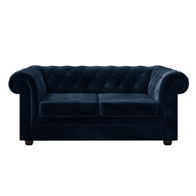 Navy Blue Velvet 2 Seater Chesterfield Sofa - Bronte