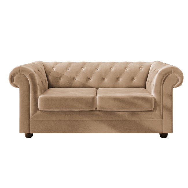 Chesterfield Sofa in Beige Velvet - Seats 2 - Bronte