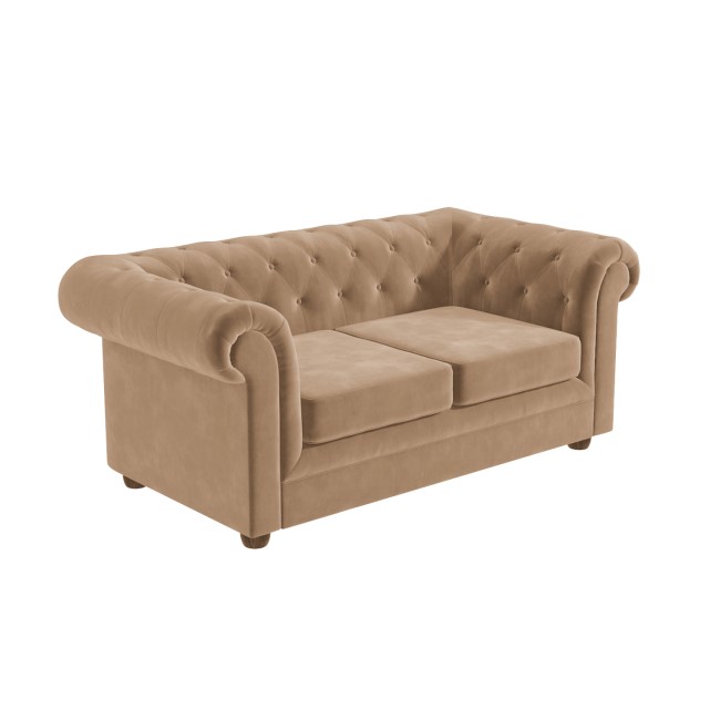 Chesterfield Sofa in Beige Velvet - Seats 2 - Bronte