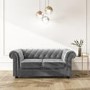 GRADE A2 - Chesterfield Sofa in Grey Velvet - Seats 2 - Bronte